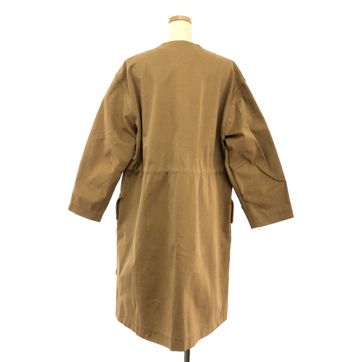 【美品】  Rito / リト | コンパクトツイル ジャージー ドローストリング ノーカラーコート | 36 | ブラウン | レディース