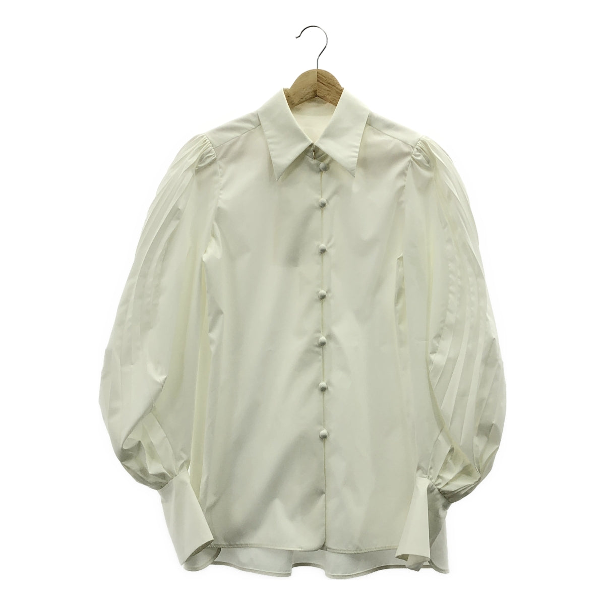 [狀況極佳] Mame Kurogouchi | 弧形褶襯衫 | 尺寸 1 | 白色 | 女款