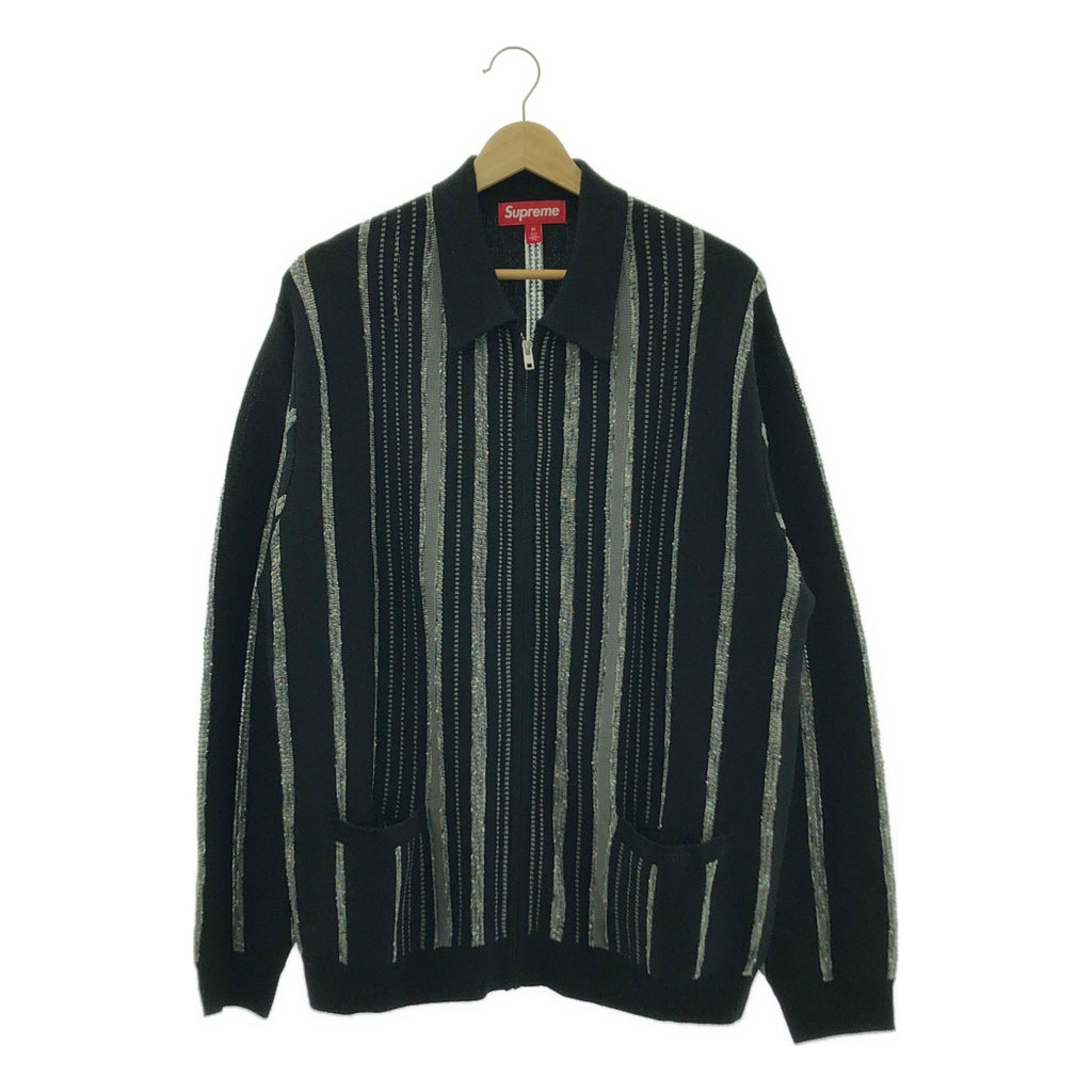 【美品】  SUPREME / シュプリーム | 2024AW | speckle stripe zip up cardigan / スペックル ストライプ ジップ アップ カーディガン | M | black | メンズ