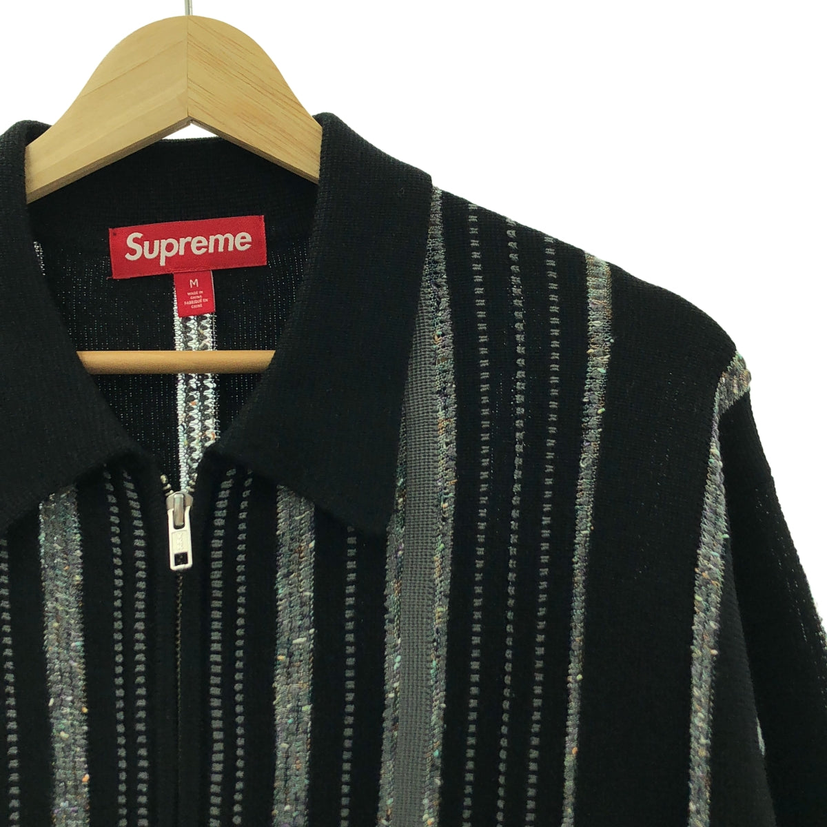 【美品】  SUPREME / シュプリーム | 2024AW | speckle stripe zip up cardigan / スペックル ストライプ ジップ アップ カーディガン | M | black | メンズ