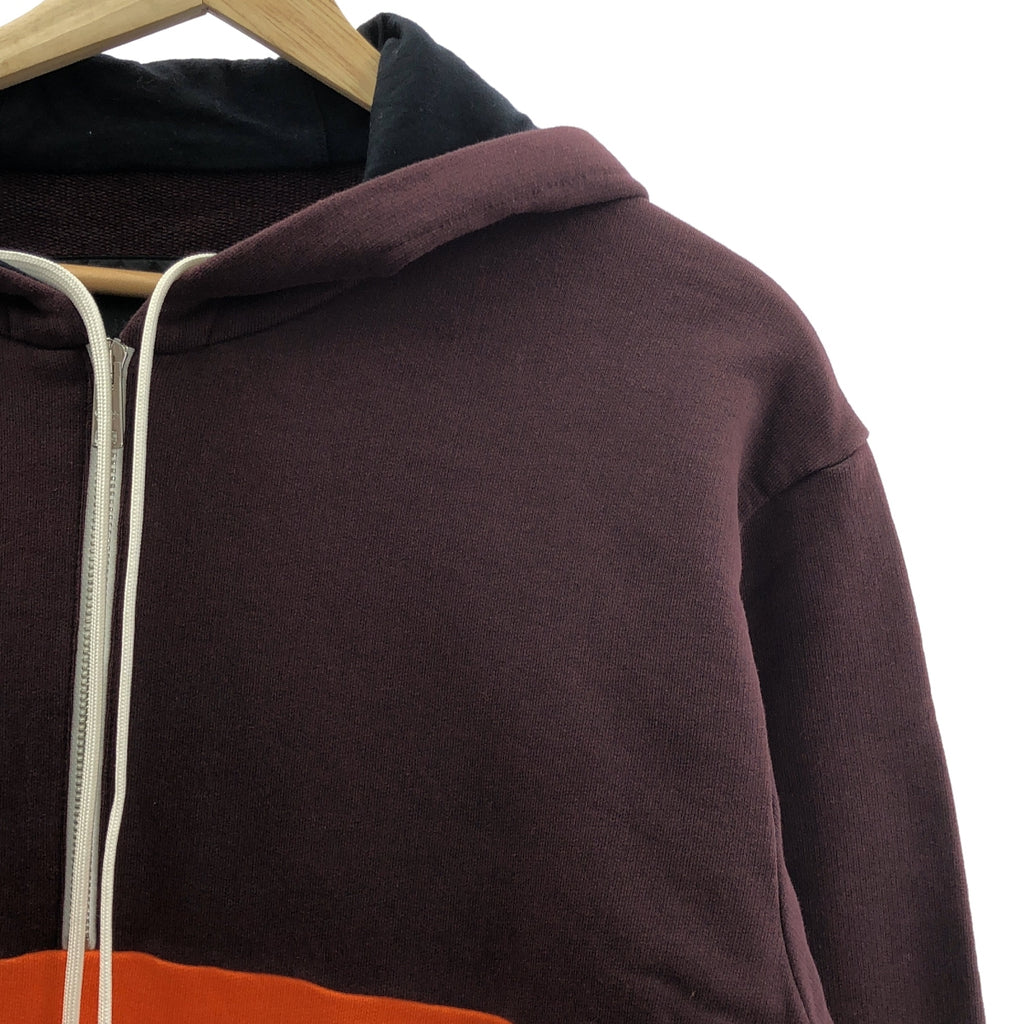 【美品】  PRADA / プラダ | バイカラー ハーフジップ パーカー | S | オレンジ / ボルドー | レディース