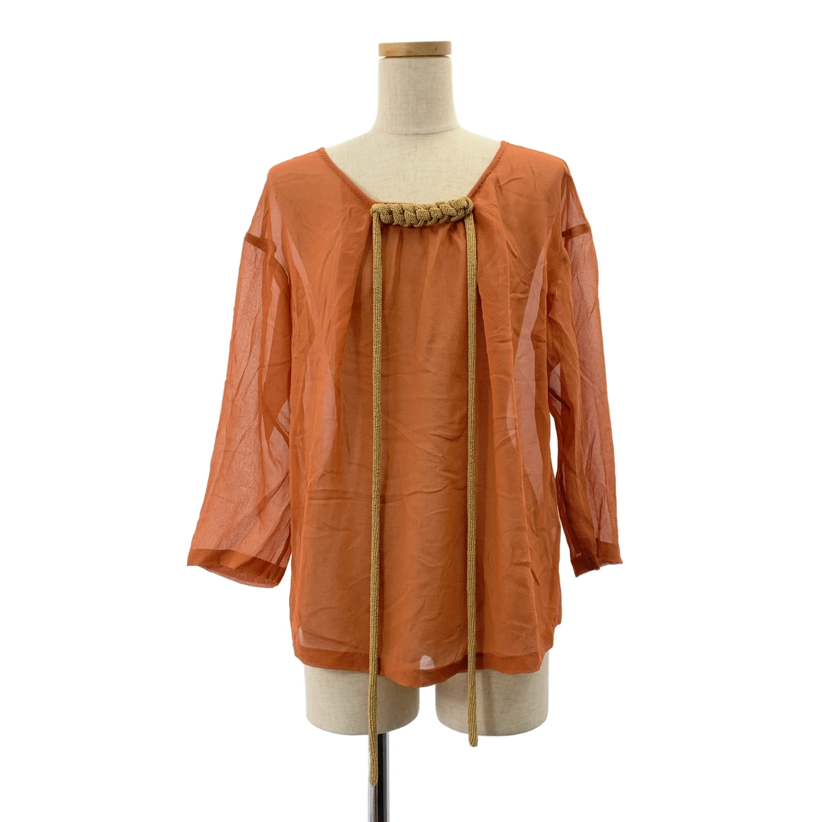 DRIES VAN NOTEN / 드리스 반노텐 | silk 100% / 실크 뜨개질 장식 시어 블라우스 | 38 |