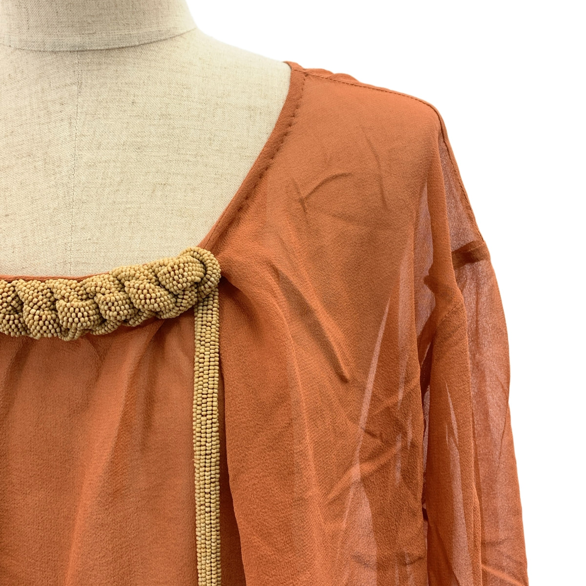 DRIES VAN NOTEN / 드리스 반노텐 | silk 100% / 실크 뜨개질 장식 시어 블라우스 | 38 |