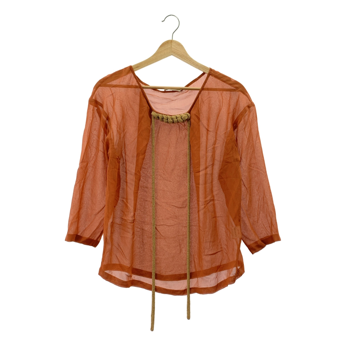 DRIES VAN NOTEN | 100% 真絲 | 真絲編織綴飾透視襯衫 | 尺寸 38 | 女款