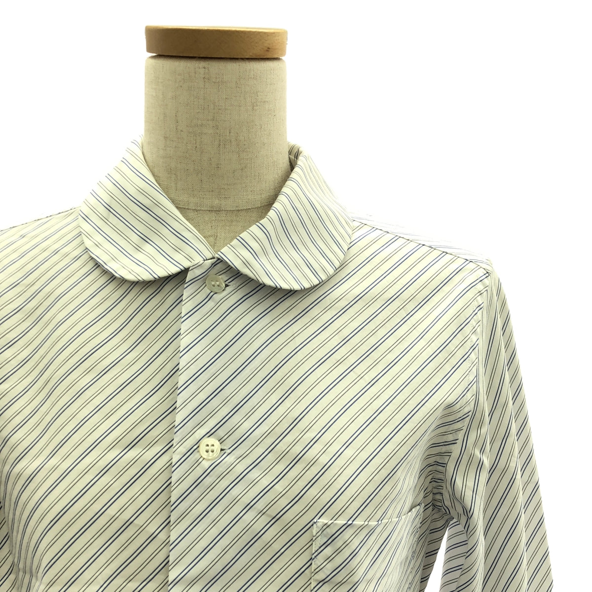 COMME des GARCONS SHIRT / コムデギャルソンシャツ | ラウンドカラー ストラップ シャツ ブラウス | XS | ホワイト/ブルー/ブラック | レディース