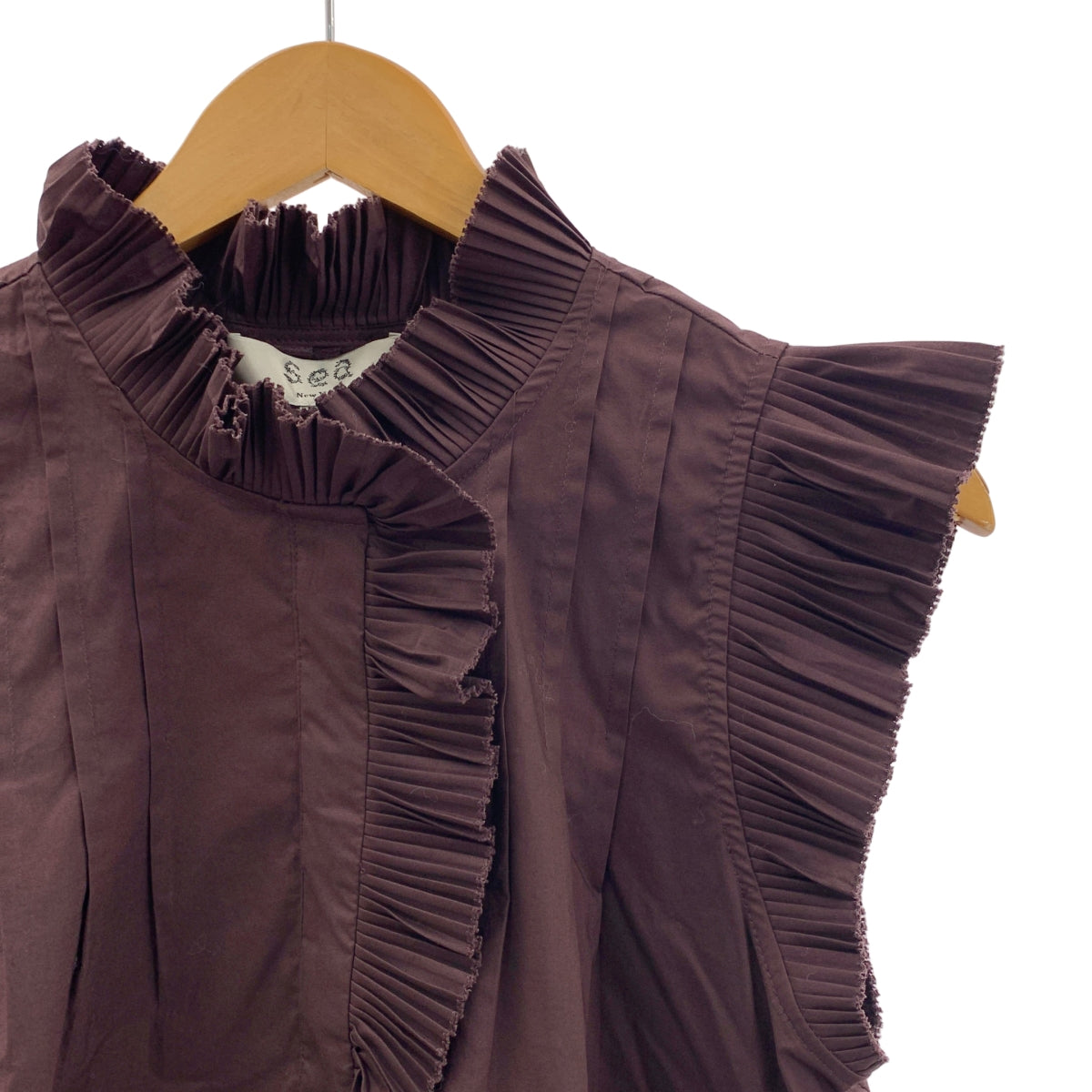 紐約海 | 棉質褶皺無袖襯衫 | S碼 | 女款