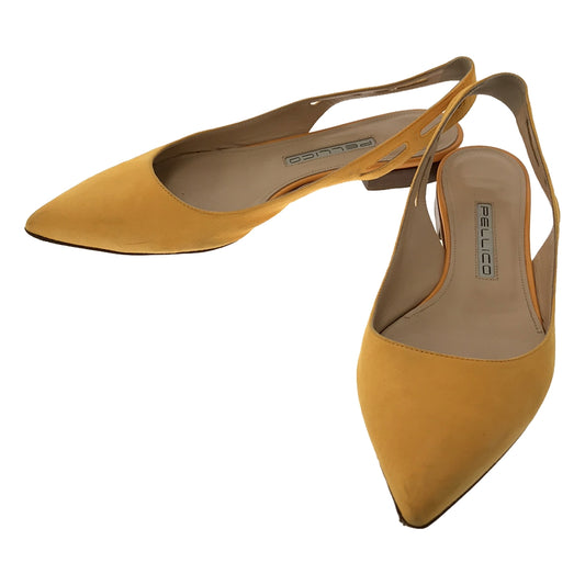 [Beautiful Condition] PELLICO | ANDREA 10 Suede Pointed Toe Back Strap Flat Pumps | Size 37 | Yellow | Women's