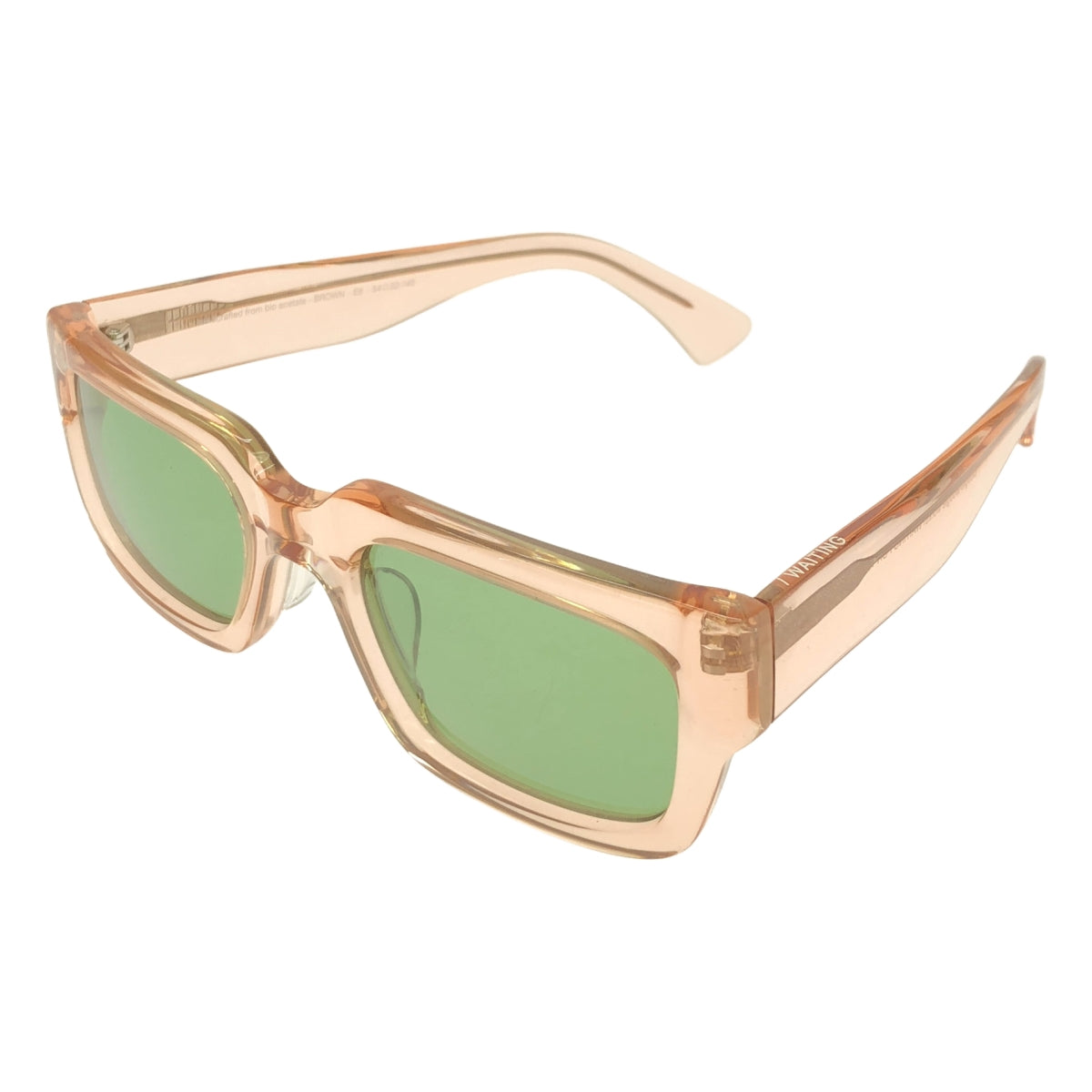 【美品】  WAITING FOR THE SUN / ウェイティングフォーザサン | Browne E6 Green Lens(Asian Fit) / カラーレンズ クリアフレーム サングラス アイウェア メガネ | 54□22 | ブラウン/グリーン | レディース