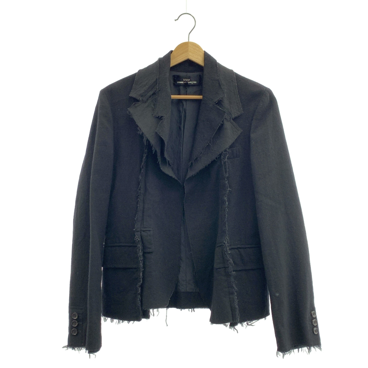 tricot COMME des GARCONS / Tricom De Galson | 제품 세척 가공 컷오프 울 프린지 재킷 | M | 여성