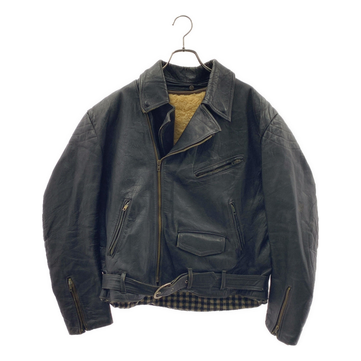 EURO VINTAGE / 유로 빈티지 | 프랑스 군 라이너가있는 가죽 재킷 |