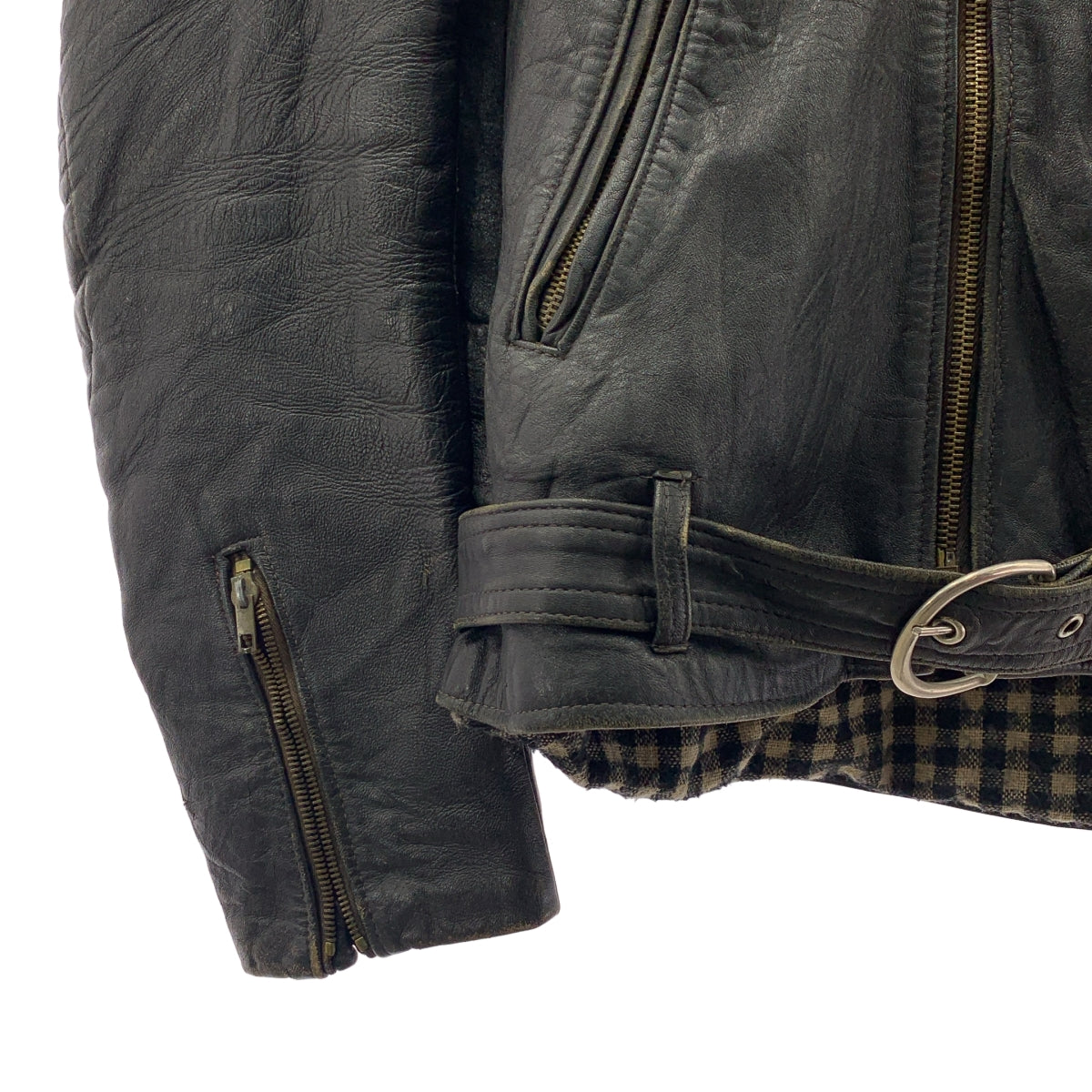 EURO VINTAGE / 유로 빈티지 | 프랑스 군 라이너가있는 가죽 재킷 |