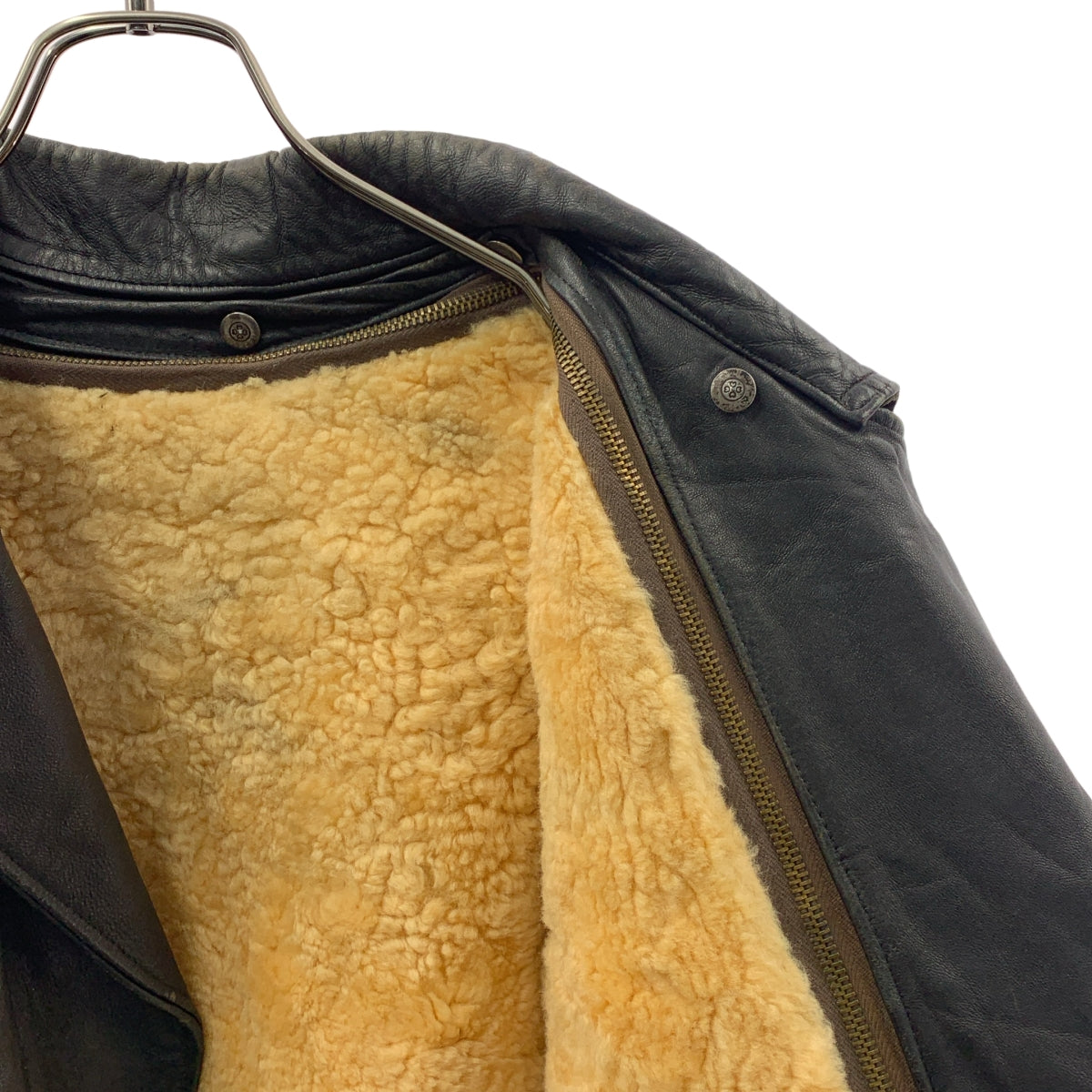 EURO VINTAGE / 유로 빈티지 | 프랑스 군 라이너가있는 가죽 재킷 |