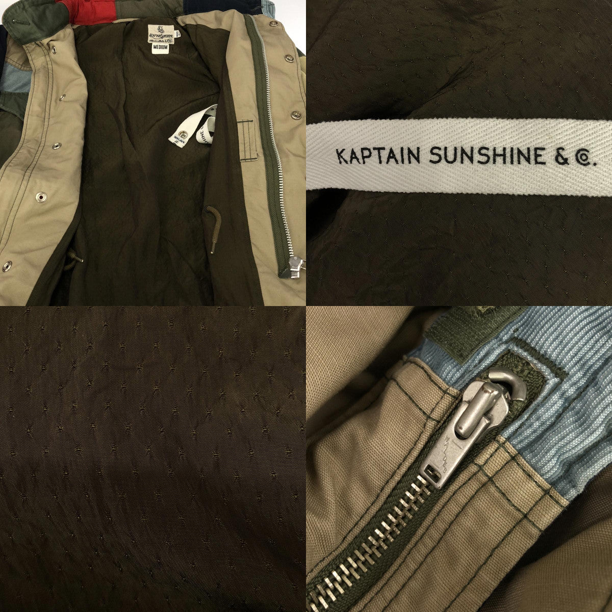 Kaptain Sunshine / 캡틴 선샤인 | Gonzo Jacket / 패치 워크 코듀로이 밀리터리 곤조 재킷 후디 / 총 안감 | M | 멀티 컬러 | 남성