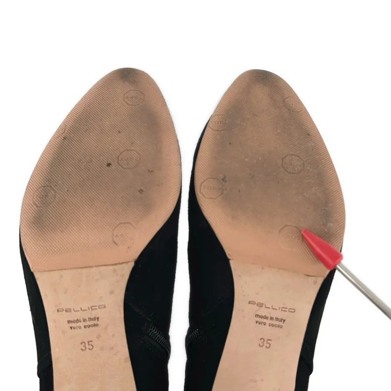 PELLICO / ペリーコ | スエード レザー サイドジップ ヒール ブーティ ショートブーツ | 35 | レディース