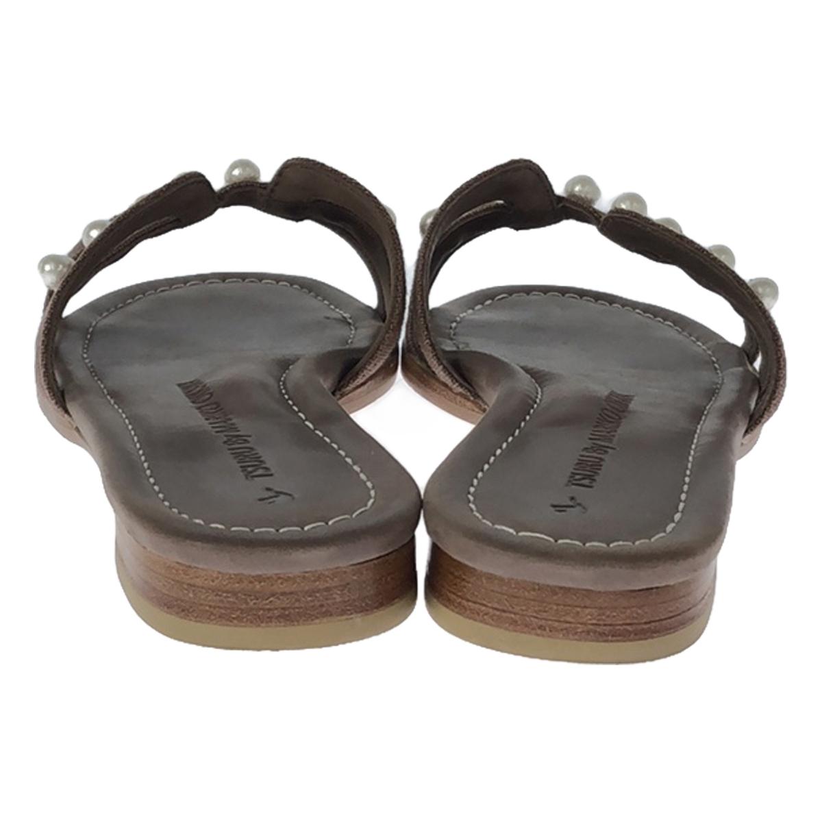 TSURU by Mariko Oikawa | Pearl-embellished flat sandals | 34 | Brown | Women's