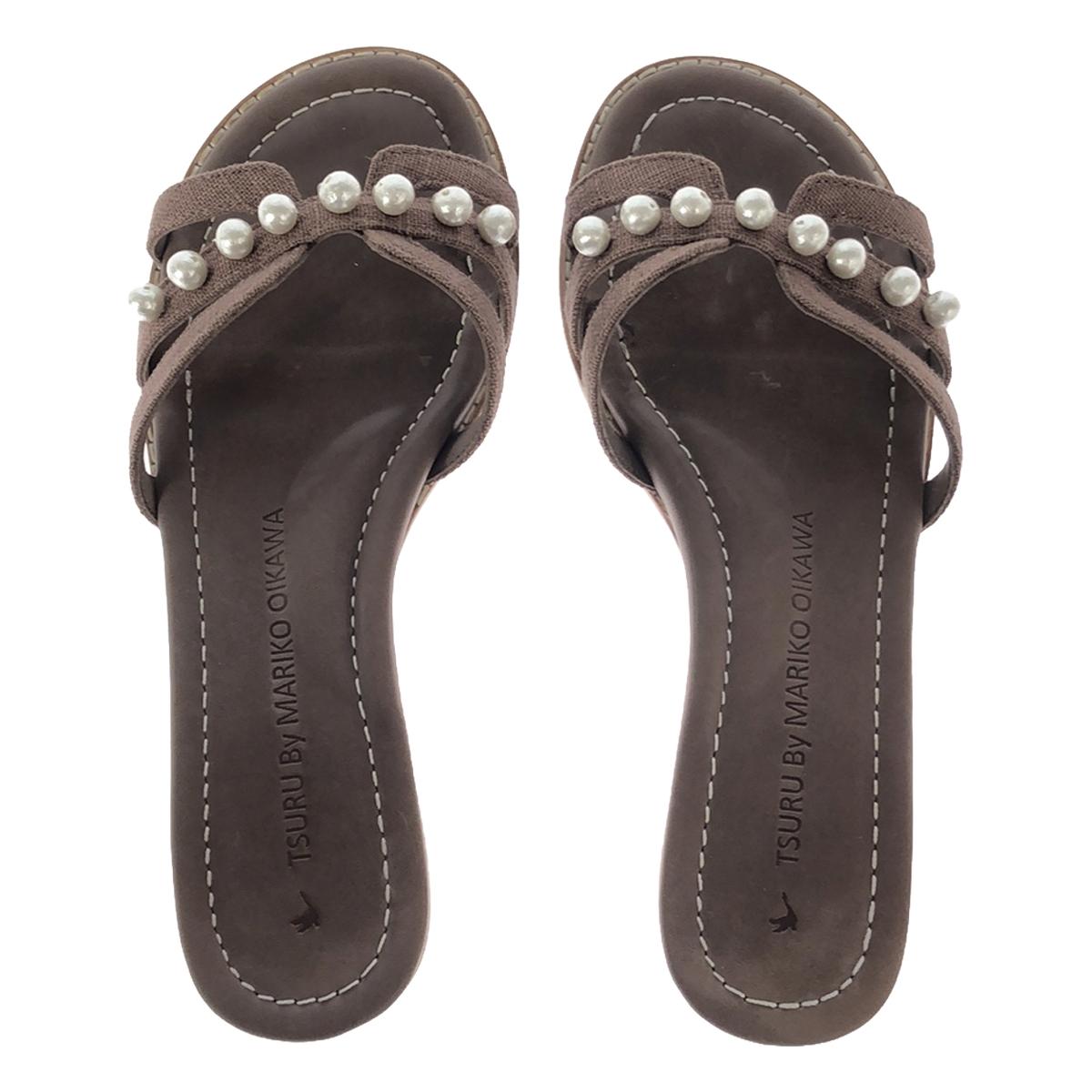 TSURU by Mariko Oikawa | Pearl-embellished flat sandals | 34 | Brown | Women's