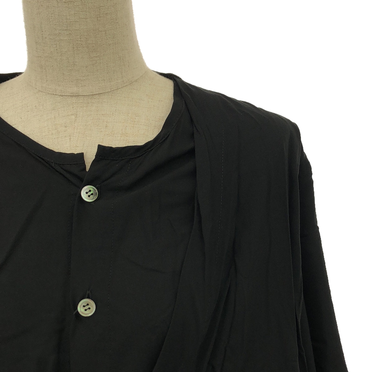 [Good Condition] Ground Y | 2018SS | Rayon Deformed Layered Shirt Dress | 1 | Black | Women's