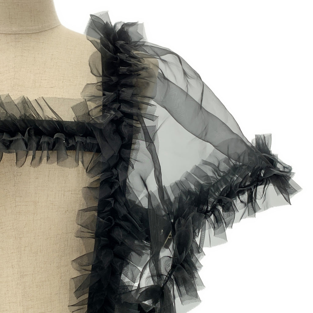 noir kei ninomiya / ノワールケイニノミヤ | AD2025 | Black Sheer Ruffle Harness Blouse フリル ハーネス トップス | M |