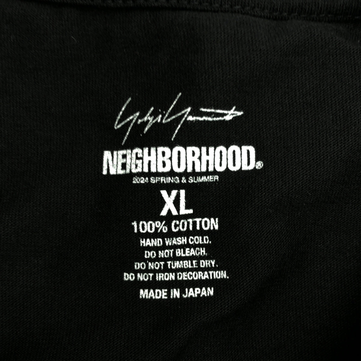 【미품】 NEIGHBORHOOD / 네이버 후드 | 2023AW | NH X YOHJI YAMAMOTO TEE SS-1 요우지야마모토 T셔츠 | XL | 블랙 |