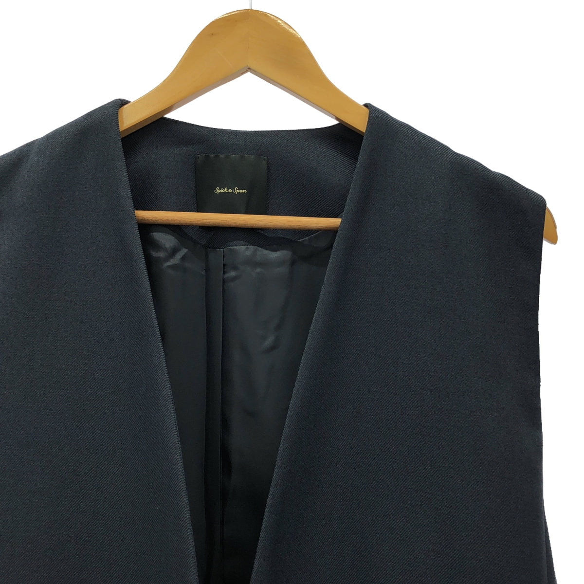 【미품】 Spick and Span / 스픽 앤 스팬 | 2021AW | 사이드 슬릿 이중직 롱 질레 | F | 네이비 |