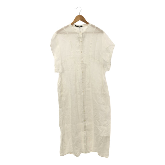 [Good Condition] Munich | 60s French Linen Gathered Shirt Dress | OS | White | Women's