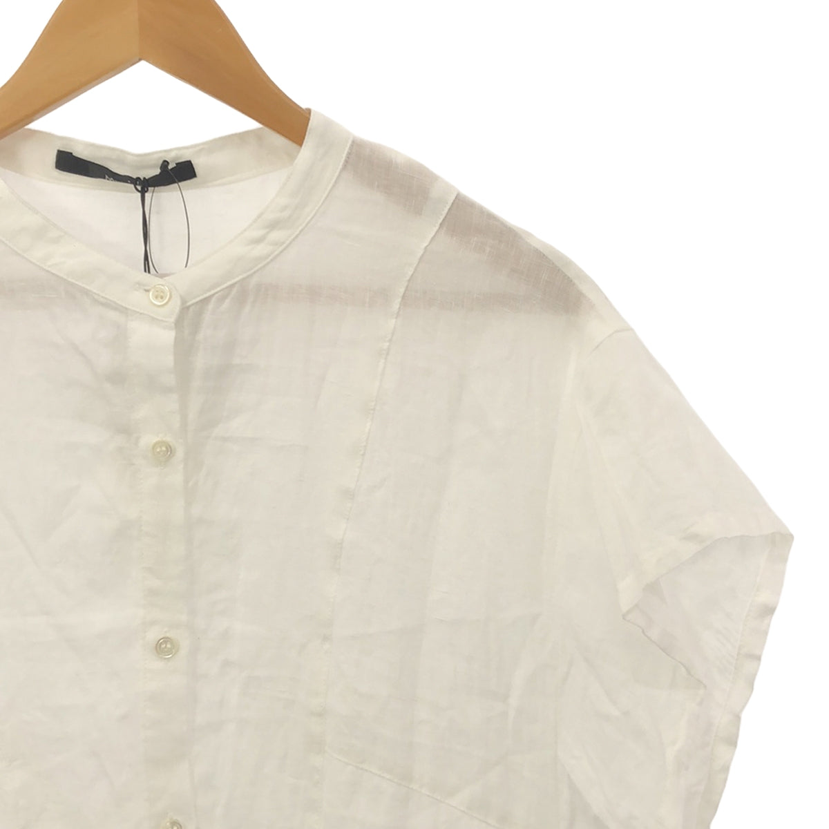 【美品】  Munich / ミューニック | 60s フレンチリネン ギャザー シャツワンピース | OS | ホワイト | レディース