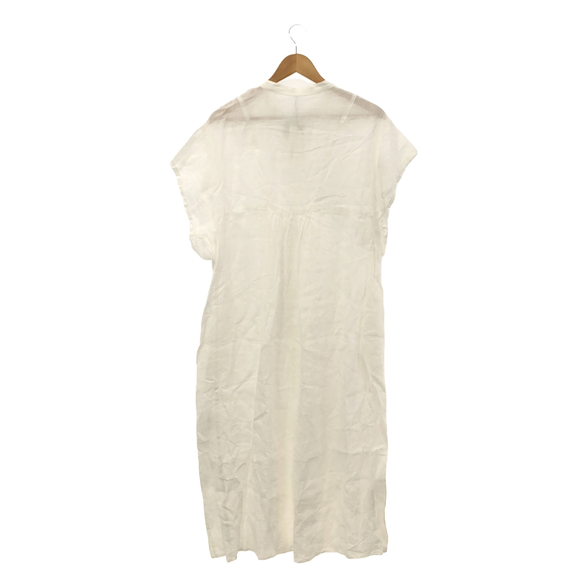 【美品】  Munich / ミューニック | 60s フレンチリネン ギャザー シャツワンピース | OS | ホワイト | レディース
