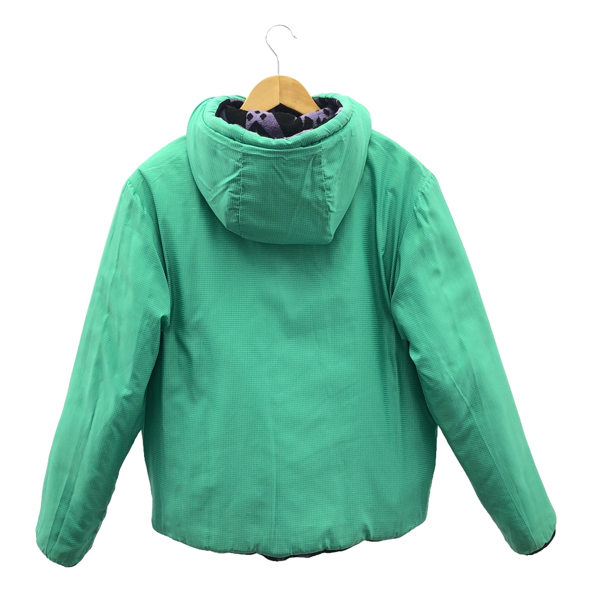 WILD THINGS / ワイルドシングス | PRIMALOFT / プリマロフト リバーシブル 中綿 ジャケット フーディ | XS | パープル・ブラック/グリーン系 | レディース