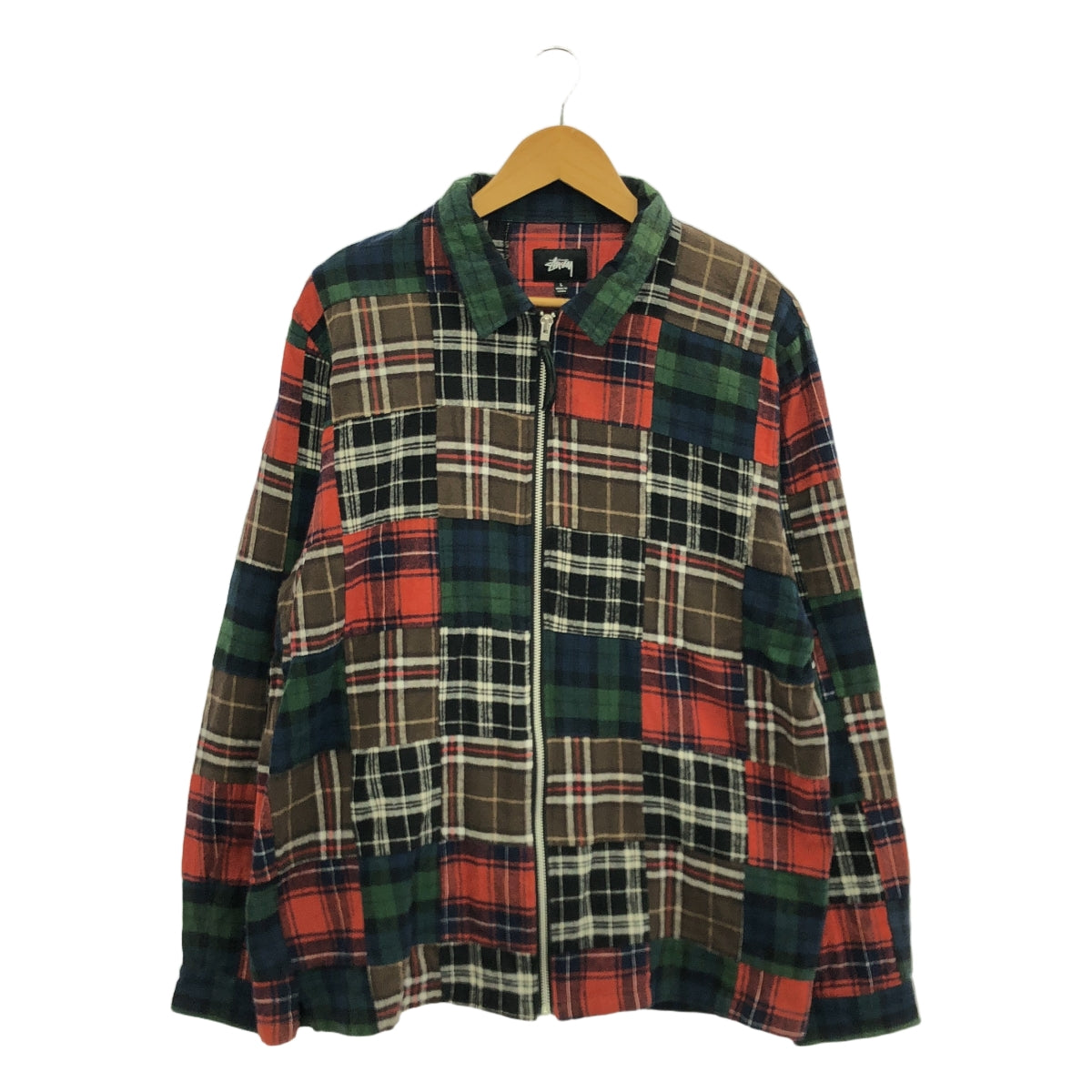 STUSSY / 스테이시 | 2018AW | PATCHWORK ZIP UP L / S SHIRT 패치 워크 플란넬 지퍼 셔츠 | L | 남성