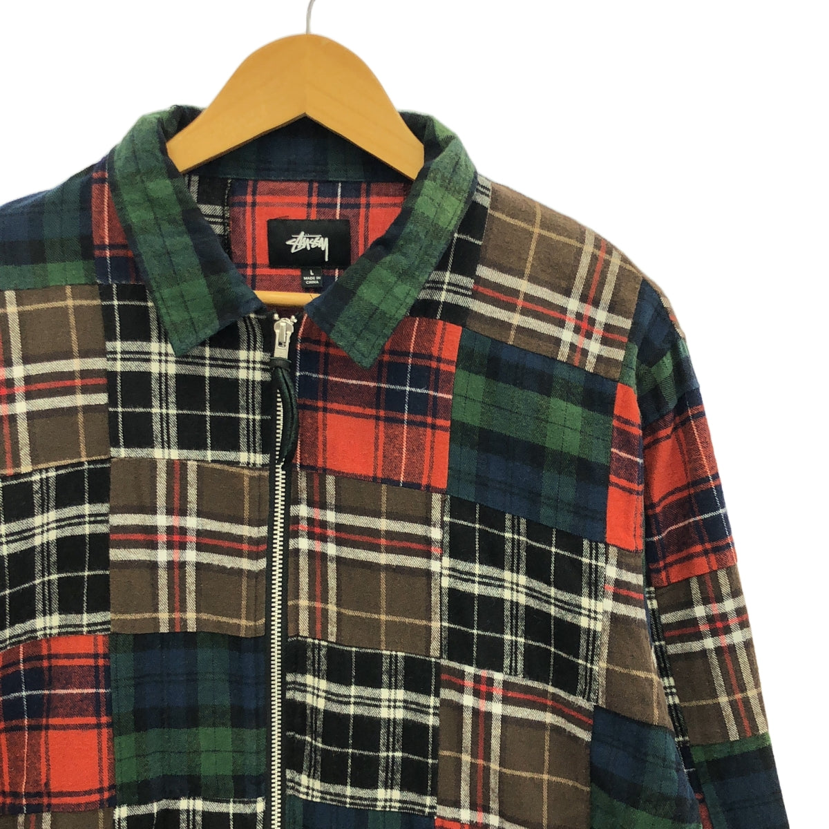 STUSSY / 스테이시 | 2018AW | PATCHWORK ZIP UP L / S SHIRT 패치 워크 플란넬 지퍼 셔츠 | L | 남성