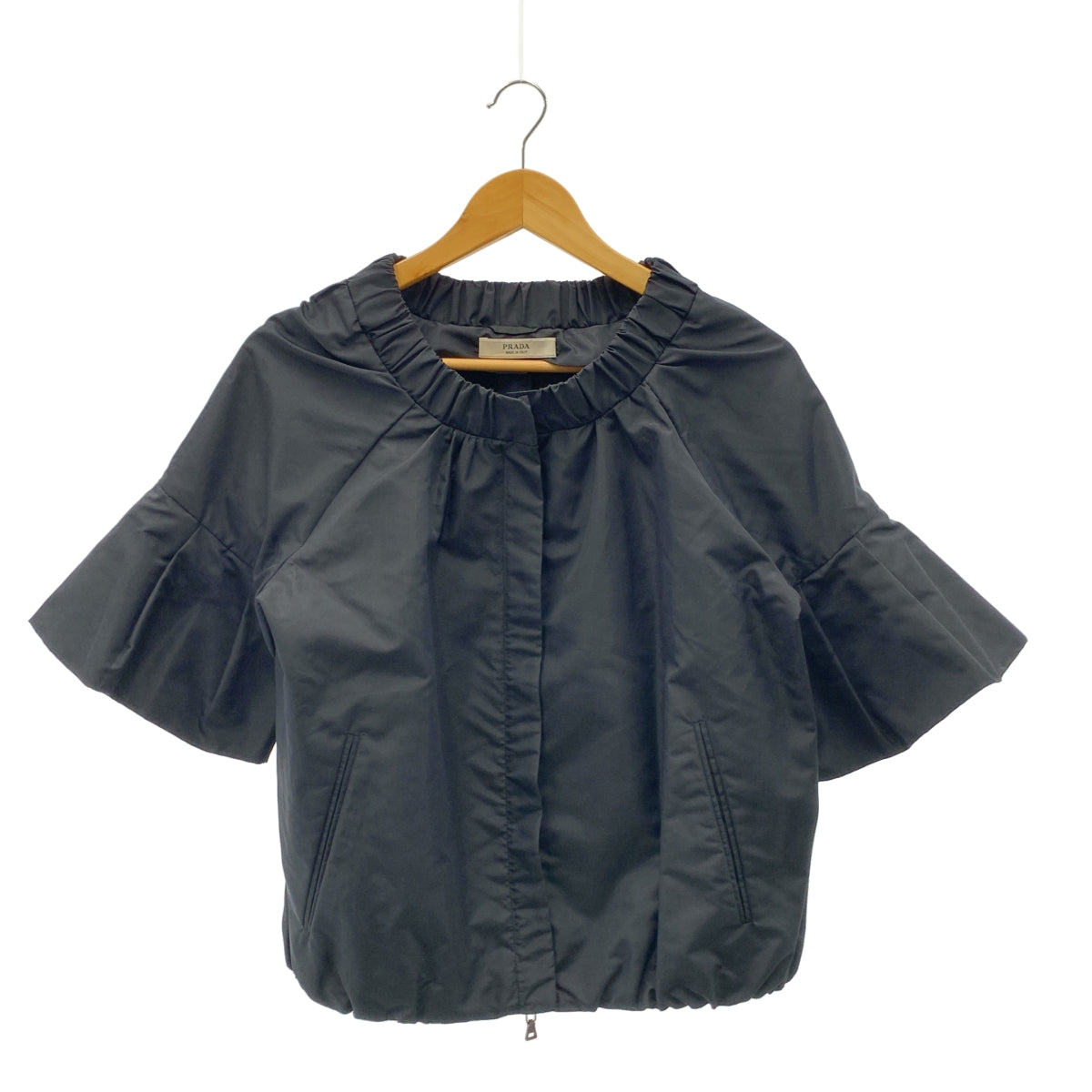 PRADA / プラダ | 2008 | ノーカラー ギャザー タックスリーブ ジャケット | 40 | レディース