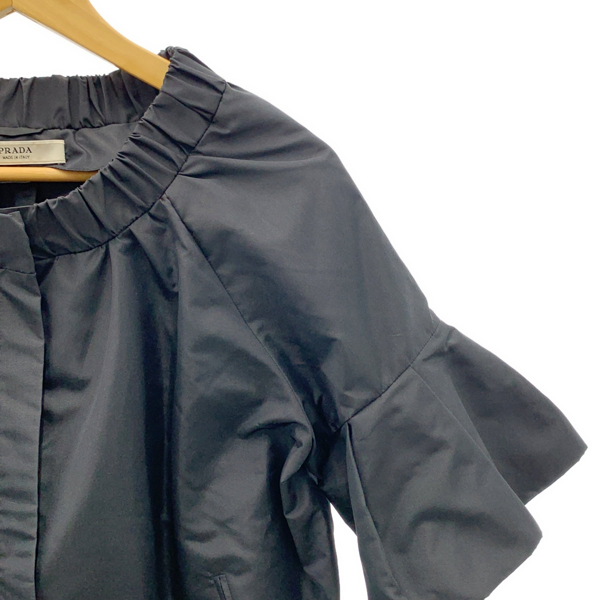 PRADA / プラダ | 2008 | ノーカラー ギャザー タックスリーブ ジャケット | 40 | レディース