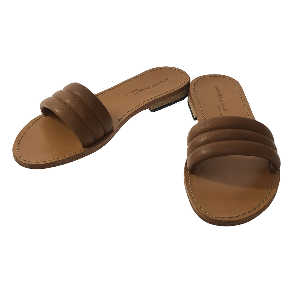 MAURO de BARI | Flat leather sandals | Size 38 | Women's