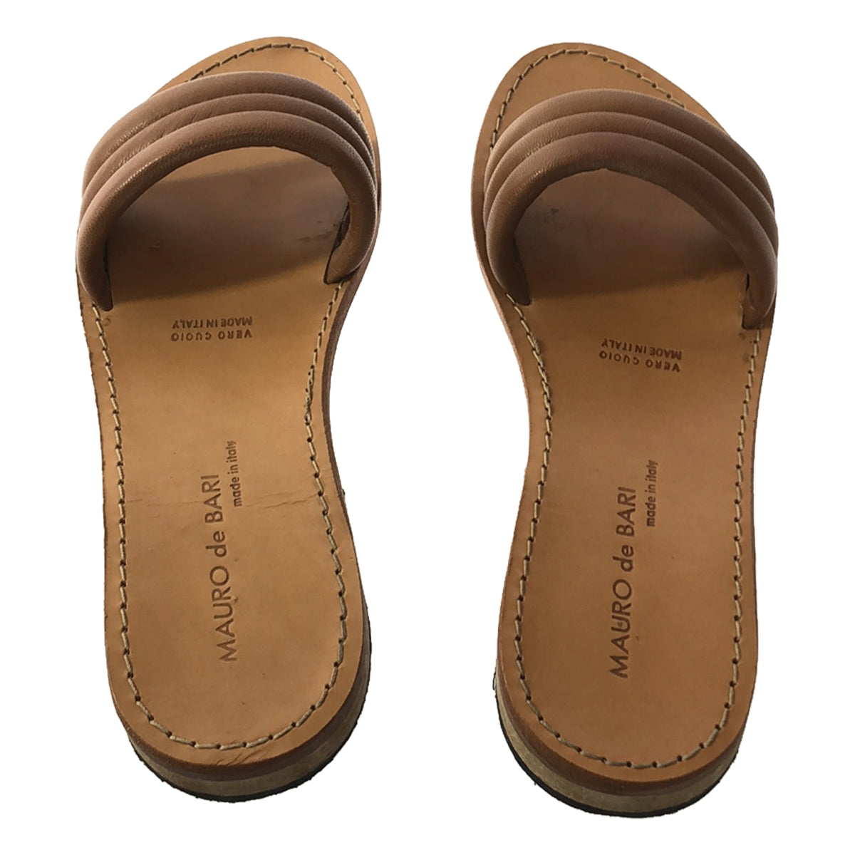 MAURO de BARI | Flat leather sandals | Size 38 | Women's