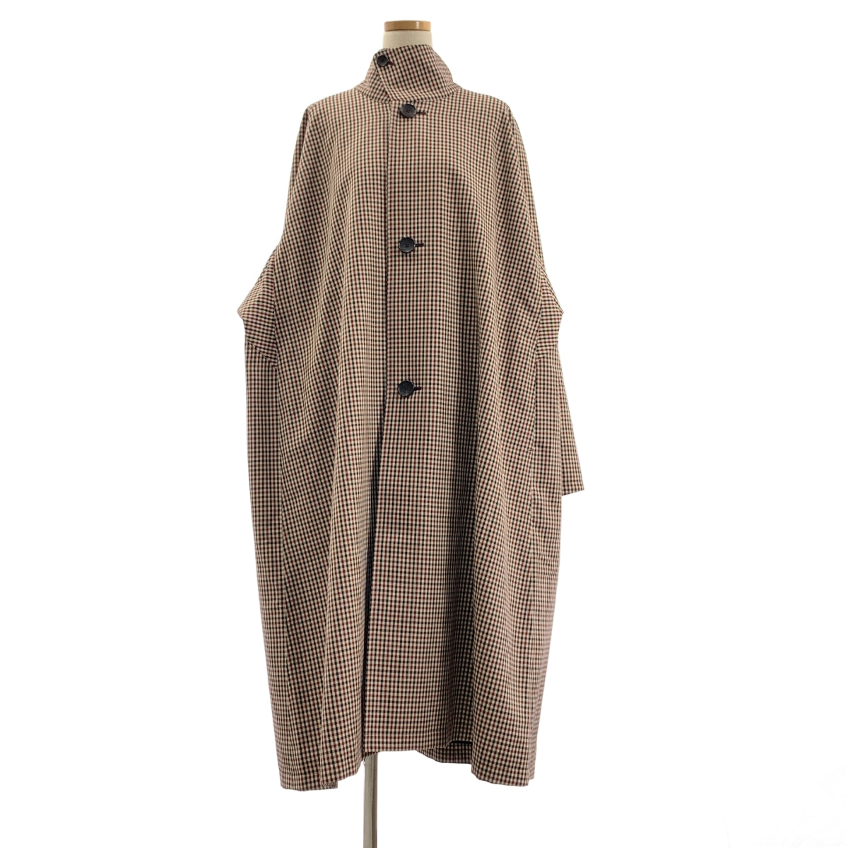CABaN / キャバン | 2024AW | ウールギャバジン ガンクラブチェックスタンドカラーコート / 総裏地 | M | レディース
