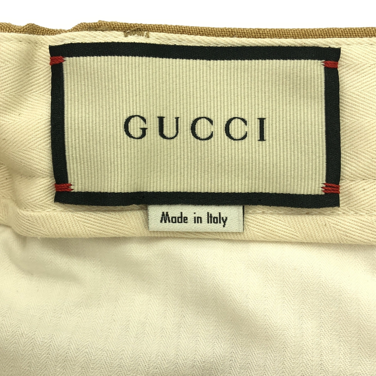 [狀況良好] GUCCI | 人造絲亞麻休閒褲 | 尺寸 52 | 米色 | 男款