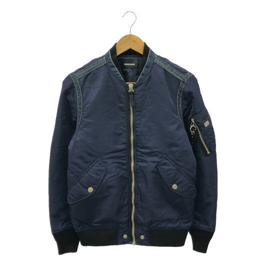 DIESEL | MA-1 | Denim-switched bomber jacket | Fully quilted lining | XS | Navy/Black/Indigo | Men's