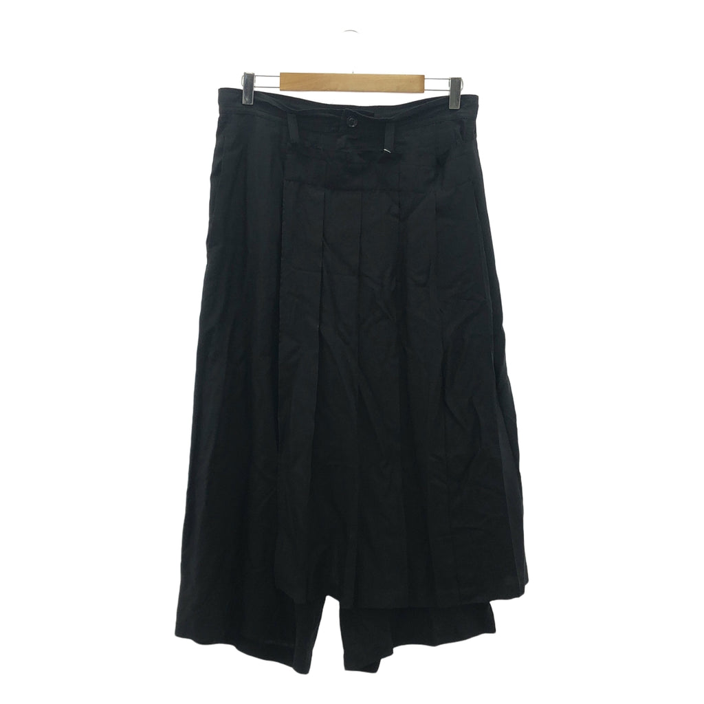 【미품】 Y's / 와이즈 요우지야마모토 | 2025SS | 4OZ CU / DUNGAREE TWILL WRAPT PLEATED PANTS / 비대칭 드로우 스트링 와이드 팬츠 | 2 | 블랙 | 여성