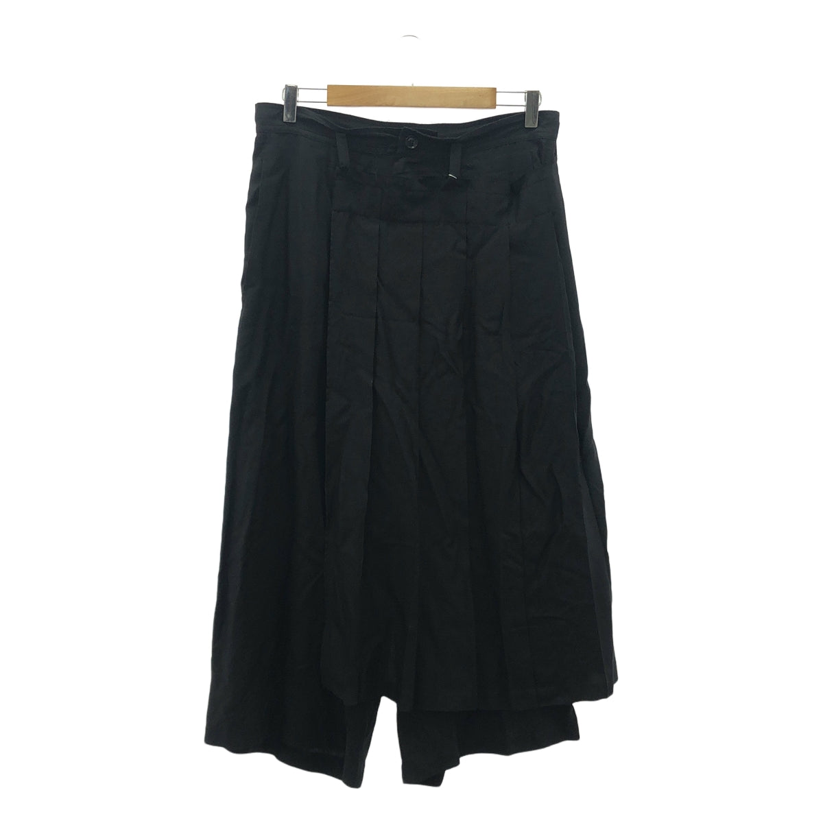 【미품】 Y's / 와이즈 요우지야마모토 | 2025SS | 4OZ CU / DUNGAREE TWILL WRAPT PLEATED PANTS / 비대칭 드로우 스트링 와이드 팬츠 | 2 | 블랙 | 여성