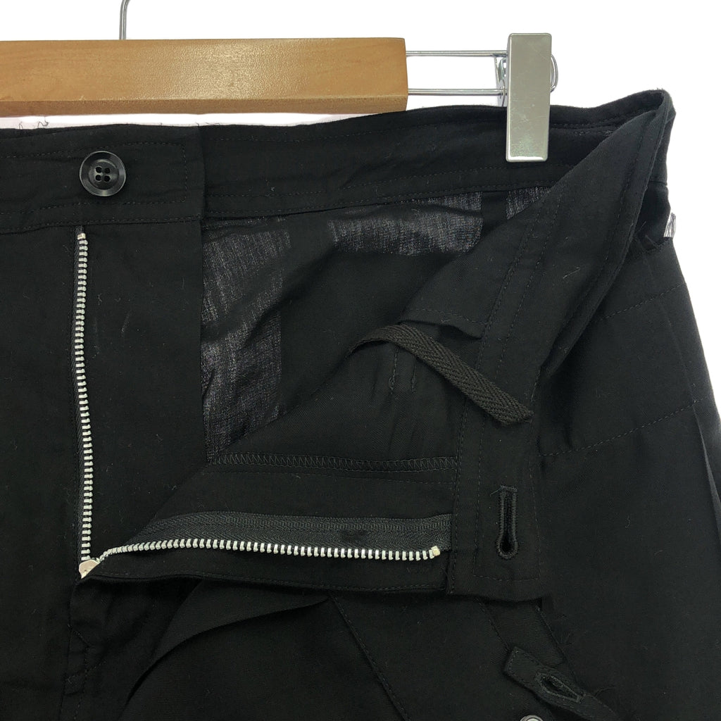 【미품】 Y's / 와이즈 요우지야마모토 | 2025SS | 4OZ CU / DUNGAREE TWILL WRAPT PLEATED PANTS / 비대칭 드로우 스트링 와이드 팬츠 | 2 | 블랙 | 여성