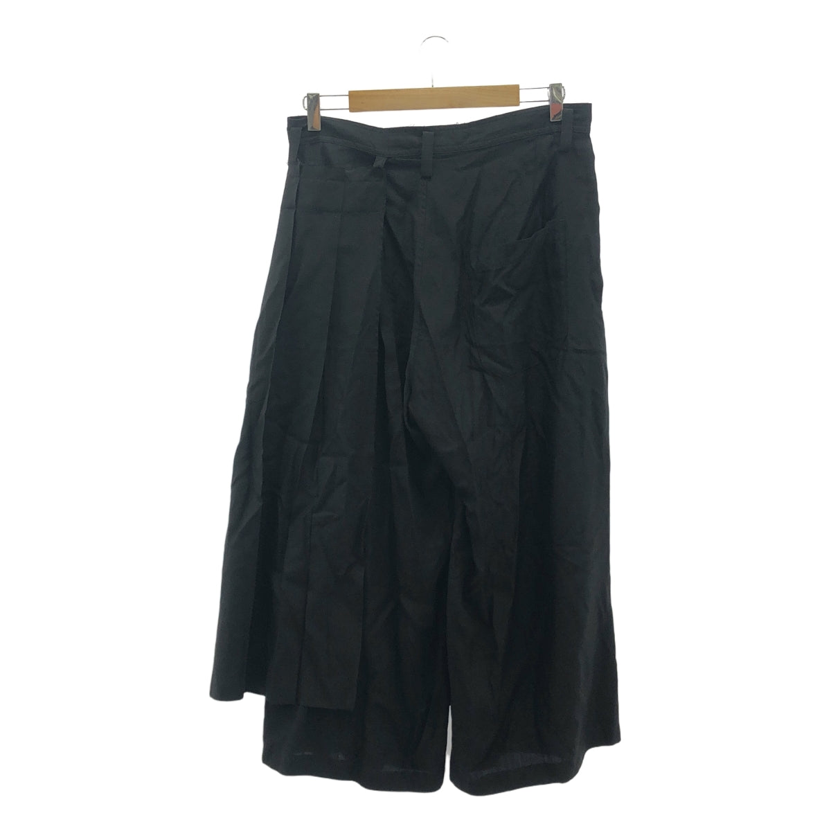 【미품】 Y's / 와이즈 요우지야마모토 | 2025SS | 4OZ CU / DUNGAREE TWILL WRAPT PLEATED PANTS / 비대칭 드로우 스트링 와이드 팬츠 | 2 | 블랙 | 여성
