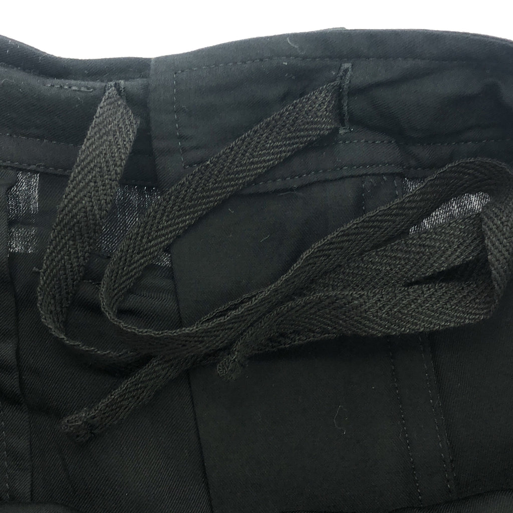 【미품】 Y's / 와이즈 요우지야마모토 | 2025SS | 4OZ CU / DUNGAREE TWILL WRAPT PLEATED PANTS / 비대칭 드로우 스트링 와이드 팬츠 | 2 | 블랙 | 여성