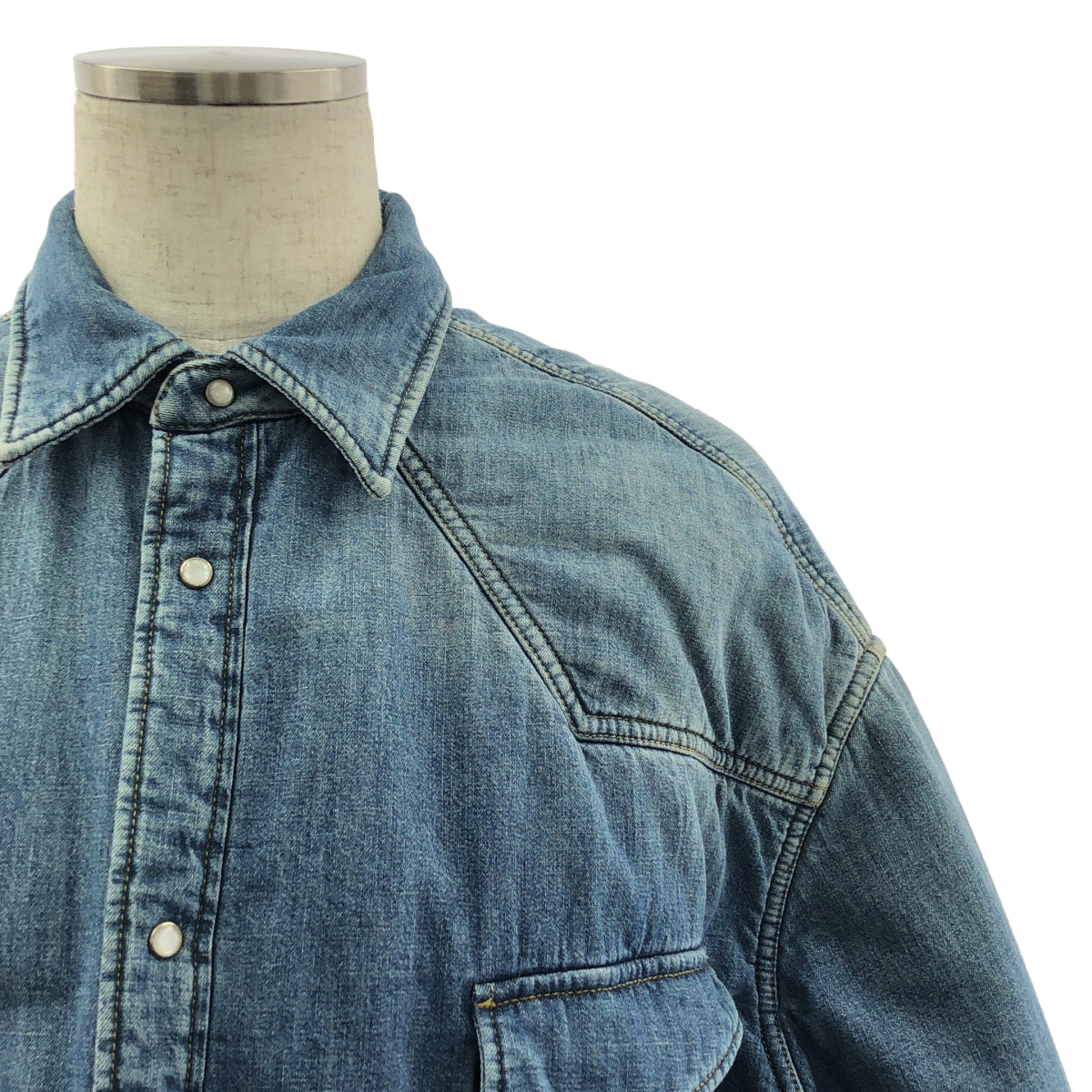 Maison Margiela / 메종 마르젤라 | 2019AW | DENIM SHIRT BLOUSON / 안솜 오버 실루엣 웨스턴 데님 셔츠 재킷 / 총 안감 | 40 | 남성