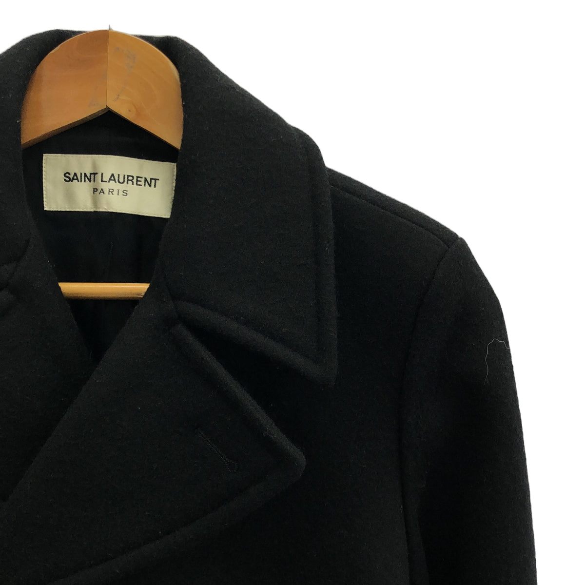 SAINT LAURENT PARIS / サンローランパリ | ウール 金釦 ダブル Pコート | ブラック | メンズ