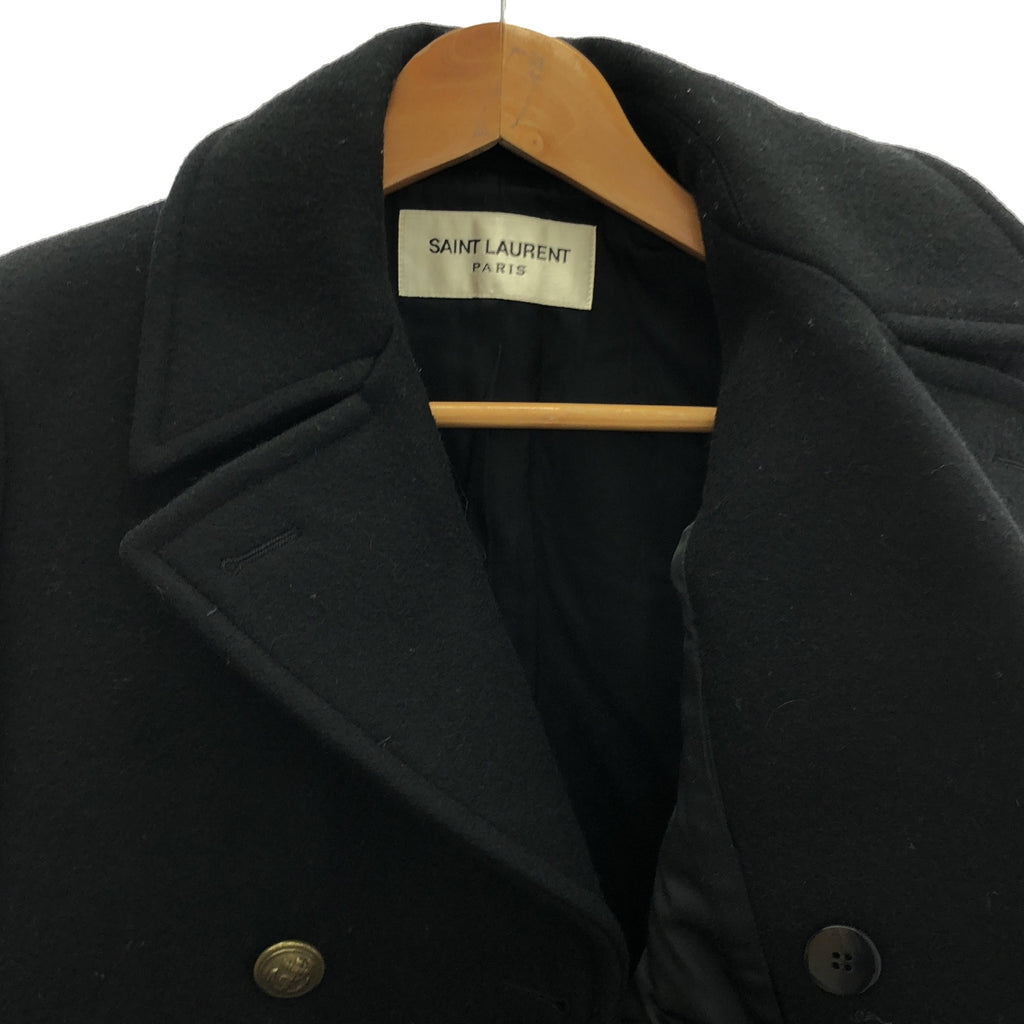 SAINT LAURENT PARIS / サンローランパリ | ウール 金釦 ダブル Pコート | ブラック | メンズ