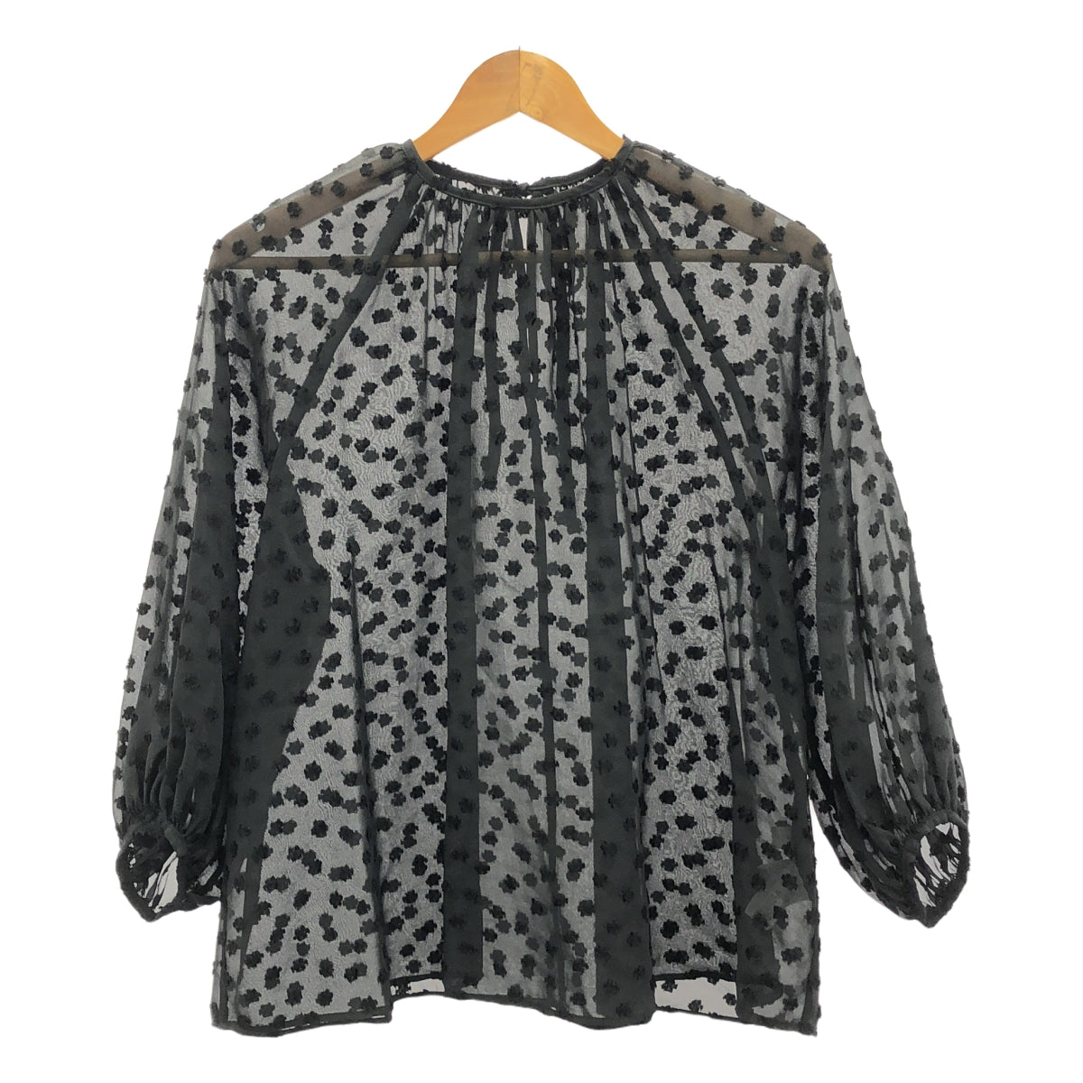 Tomorrowland BALLSEY | 2024SS | 圓點花朵提花寬鬆褶皺套頭衫 | 36 | 黑色 | 女款