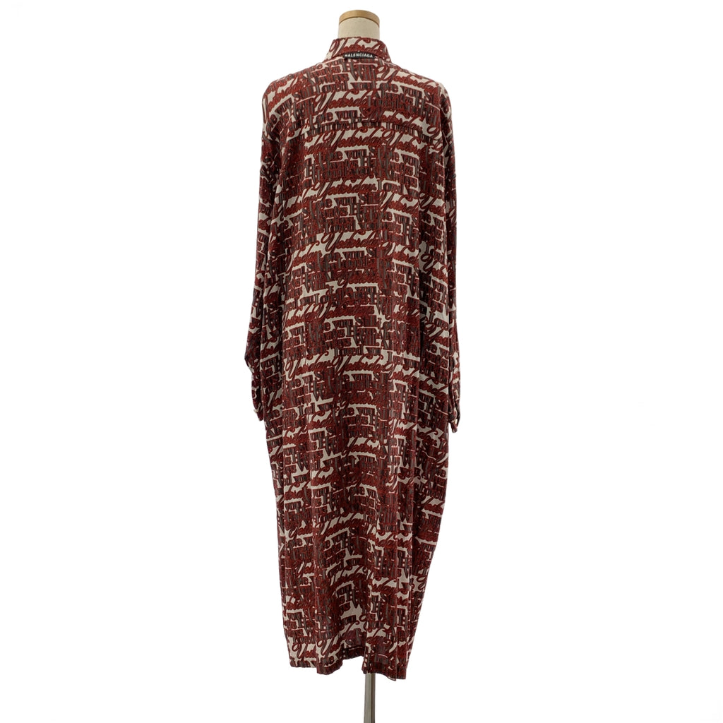 BALENCIAGA / バレンシアガ | ビスコース 総柄 ロゴボタン ポケット付き シャツ ワンピース | 32 | レディース