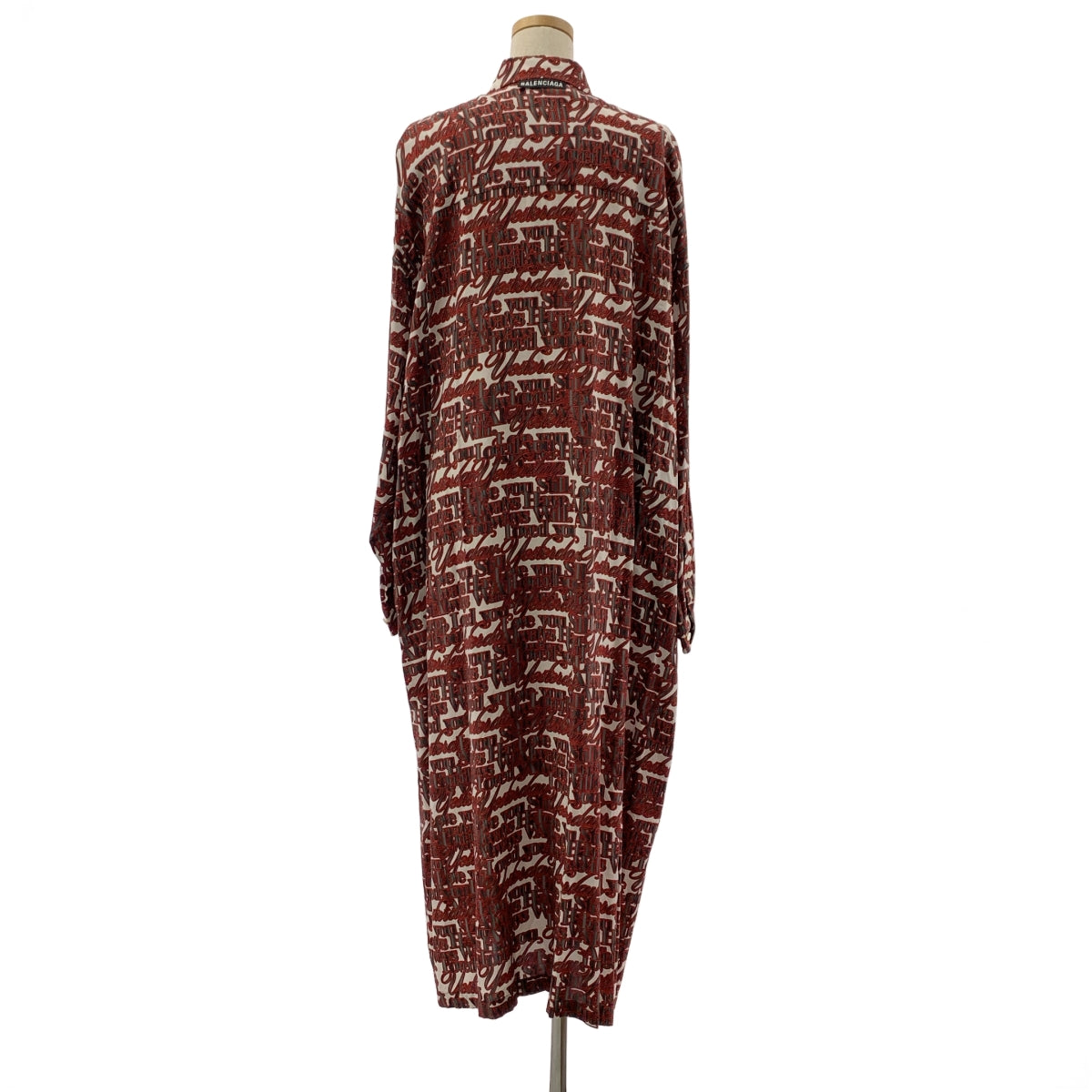 BALENCIAGA / バレンシアガ | ビスコース 総柄 ロゴボタン ポケット付き シャツ ワンピース | 32 | レディース
