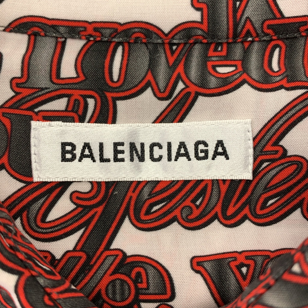 BALENCIAGA / バレンシアガ | ビスコース 総柄 ロゴボタン ポケット付き シャツ ワンピース | 32 | レディース