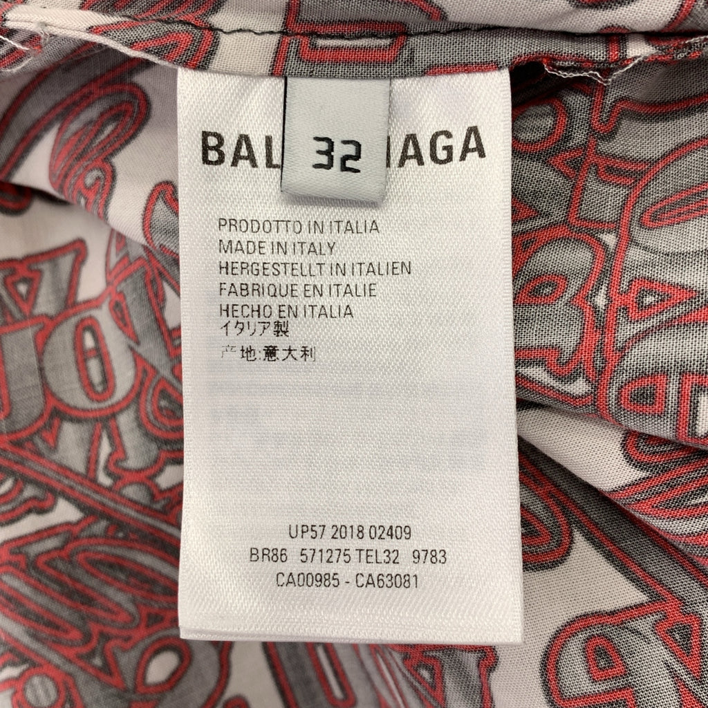 BALENCIAGA / バレンシアガ | ビスコース 総柄 ロゴボタン ポケット付き シャツ ワンピース | 32 | レディース